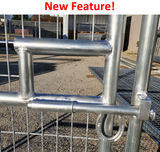 16'W x 6'H 6-Rail 1-7/8 Welded Wire Corral Panel With Gate W/ Wood-Base