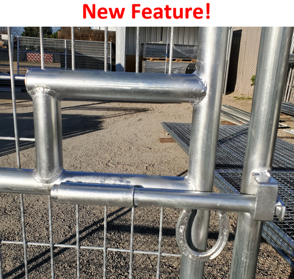 16'W x 6'H 5-Rail 1-7/8 Welded Wire Corral Panel With Gate W/ Wood-Bas ...